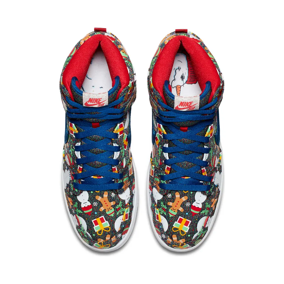 Nike SB Dunk High Concepts Ugly Christmas Sweater (2017) Blue Ribbon/Blue Ribbon-Atom Red (881758-446)