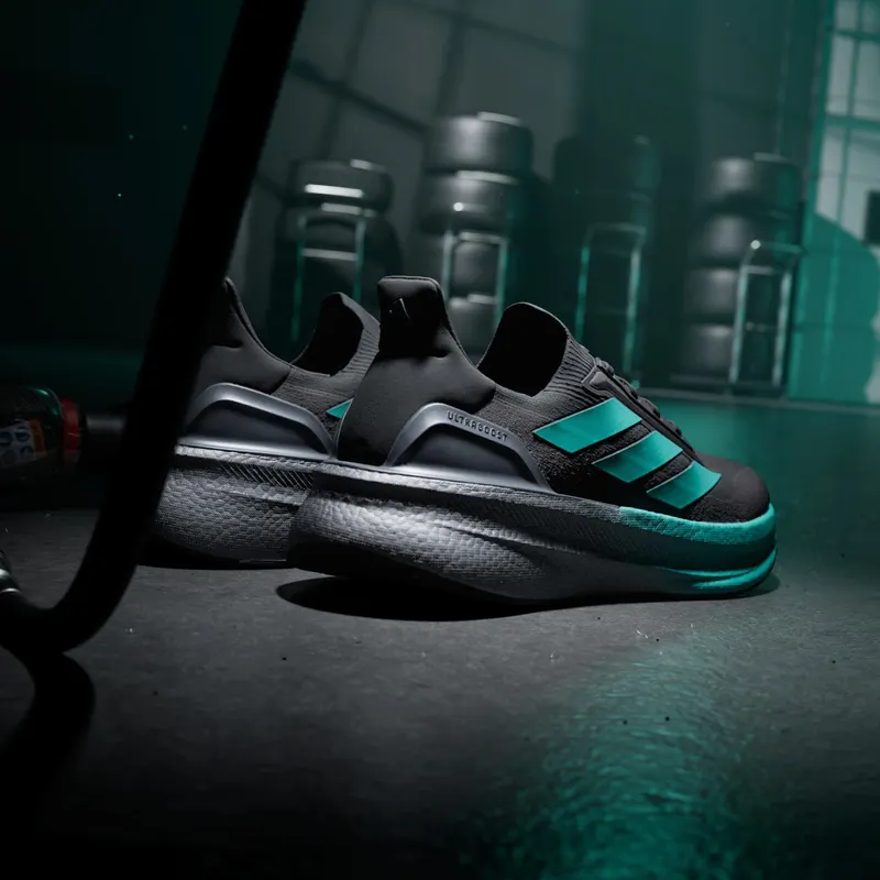 Adidas Mercedes – AMG Petronas Formula One Team Ultraboost 5X Sports Shoes Core Black / Semi Mint Rush / Iron Metallic (JR9386)