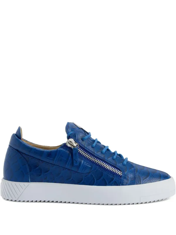 Giuseppe Zanotti Frankie sneakers with krokodillen-reliëf and rits – Blue (RU50029H02)