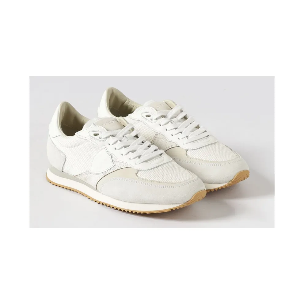 Philippe Model Low-Top in Calf Leather and Mesh with Laminated Logo White (BVLUW001)
