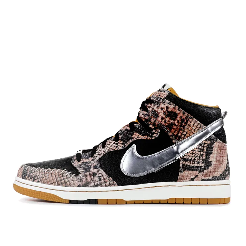 Nike Dunk High CMFT Snakeskin Black/Metallic Silver-Sail (716714-001)