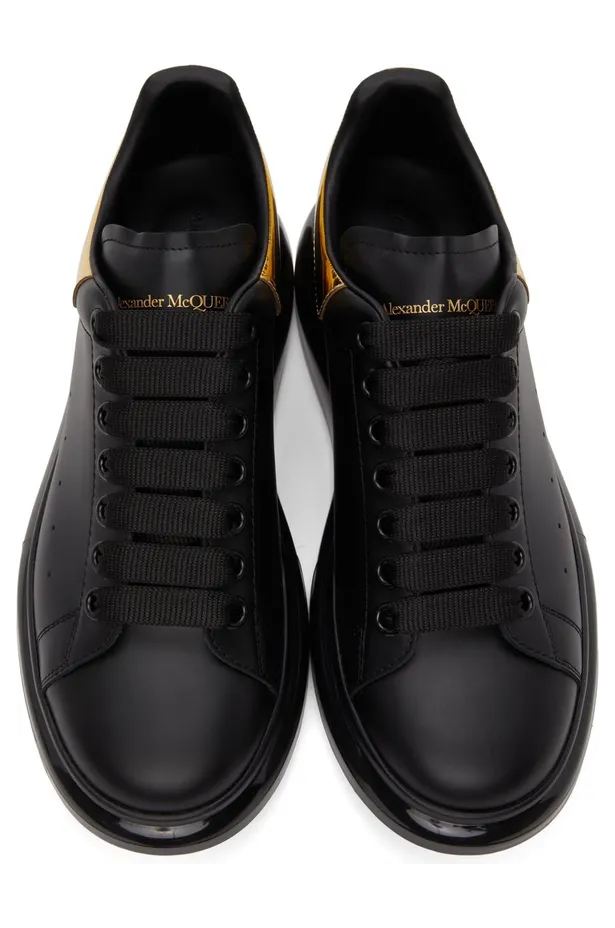 Alexander McQueen SSENSE Exclusive Black & Gold Oversized Sneakers (610812WHX9X) (5)