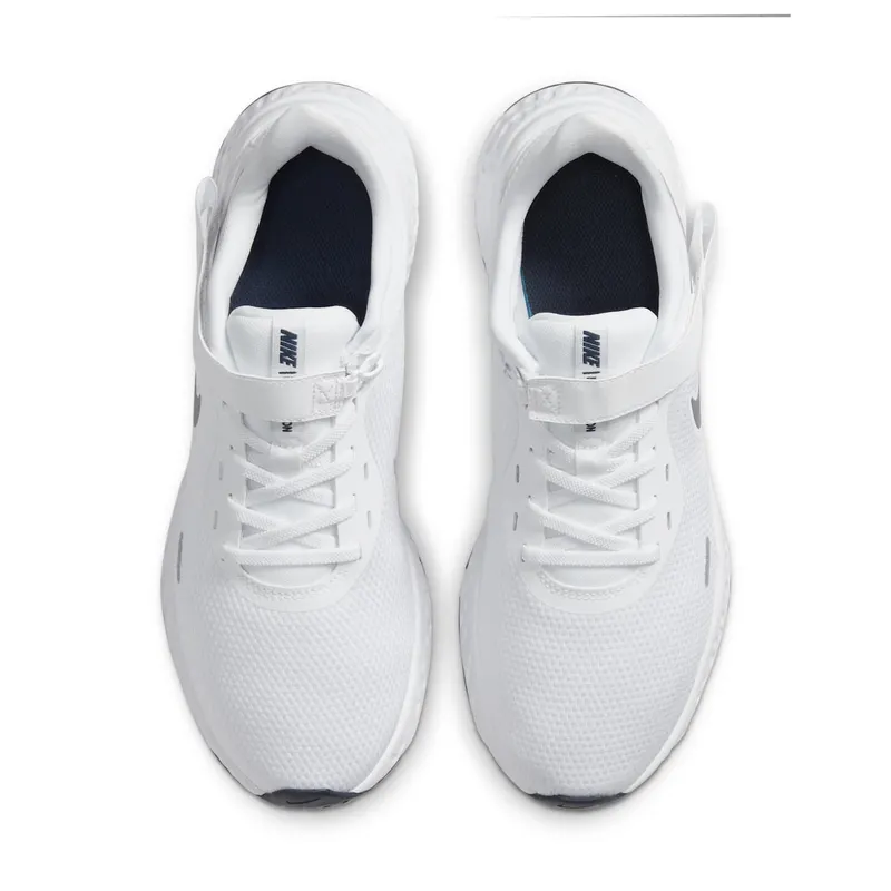 Nike Revolution 5 FlyEase White White/Midnight Navy/Metallic Silver (BQ3211-102)