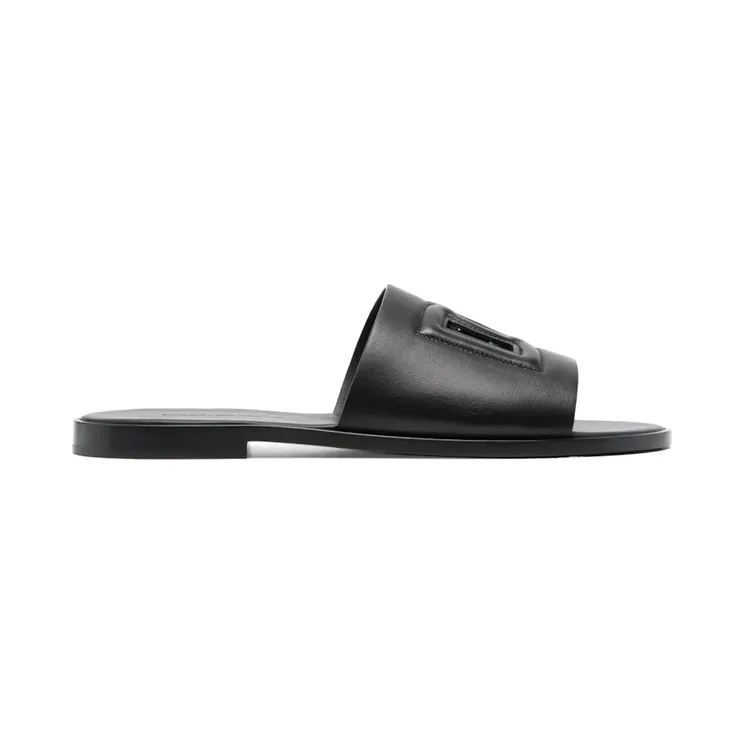 Dolce & Gabbana Leather Slides DG Cutout Black (A80397 AO602 80999)