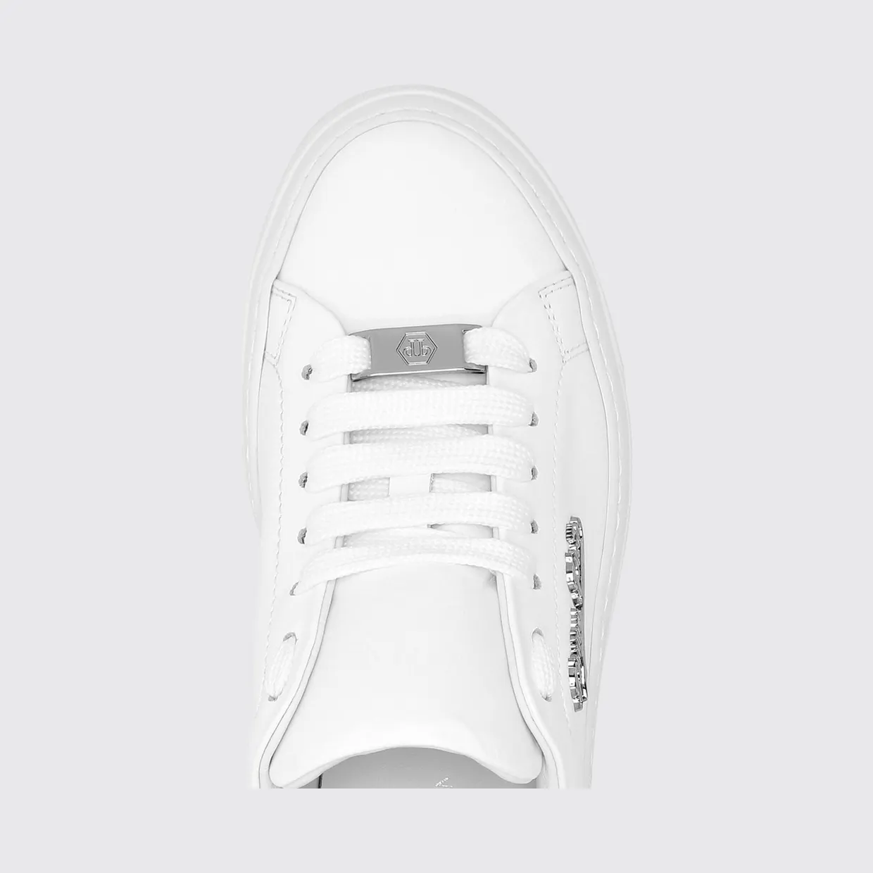 Philipp plein Low Top Smooth Leather Sneakers with Applied Metal Logo White (LADSUSC0790PLE005N01) (3)