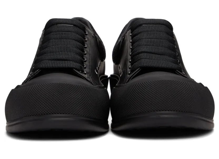 Alexander McQueen Black Glitter Deck Plimsoll Sneakers (682410WIB66) (3)