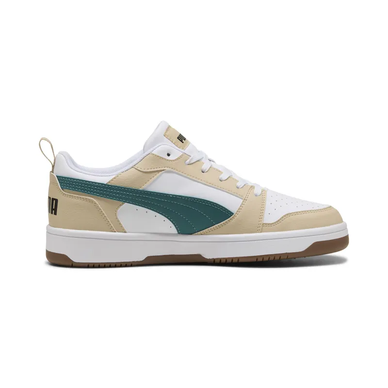 Puma Rebound V6 Low “Toasted Almond / Emerald Ice / Puma White” (392328_61)