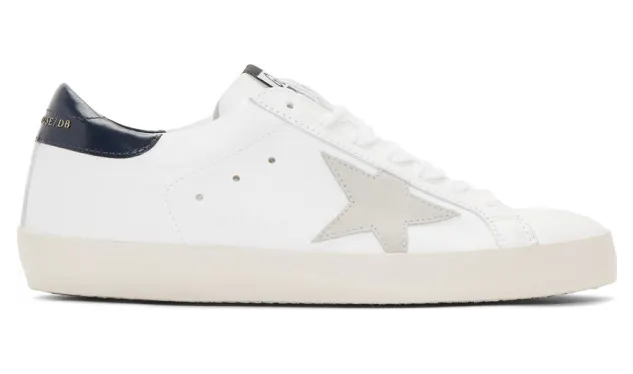 Golden Goose White and Navy Superstar Sneakers (G35MS590.L65)