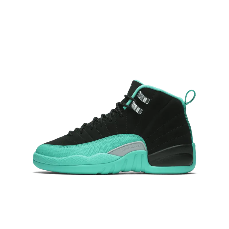 Jordan 12 Retro Hyper Jade (GS) Black/Metallic Silver-Hyper Jade (510815-017)