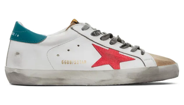 Golden Goose White and Tan Superstar Sneakers (GMF00101.F000347.803)