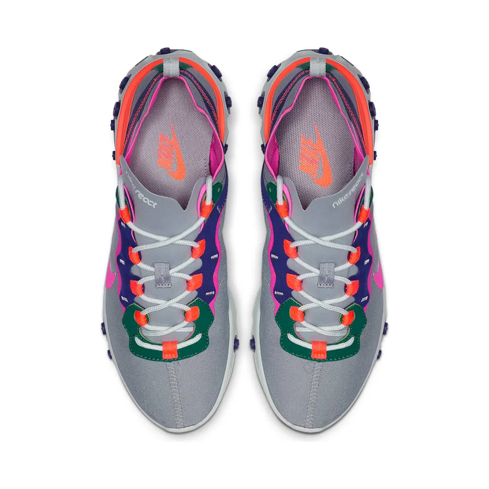 Nike React Element 55 Wolf Grey Multi-Color (W) Wolf Grey/Hyper Crimson-Mystic Green-Laser Fuchsia (BQ2728-006)
