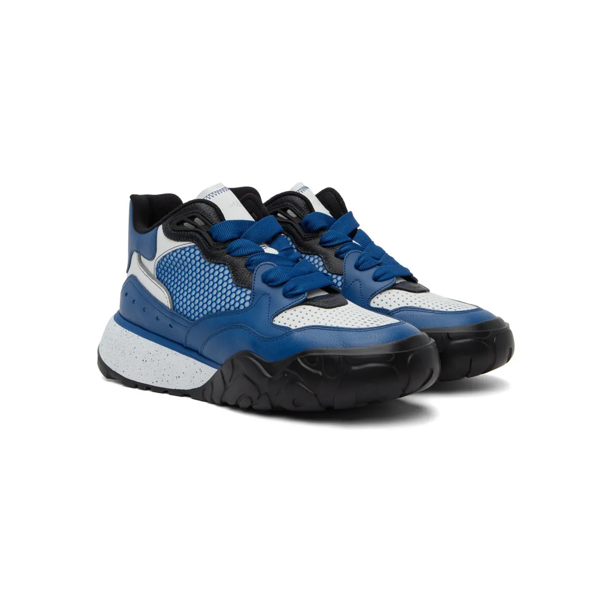 Alexander McQueen Blue & White Court Sneakers (705122WIBR2) (4)