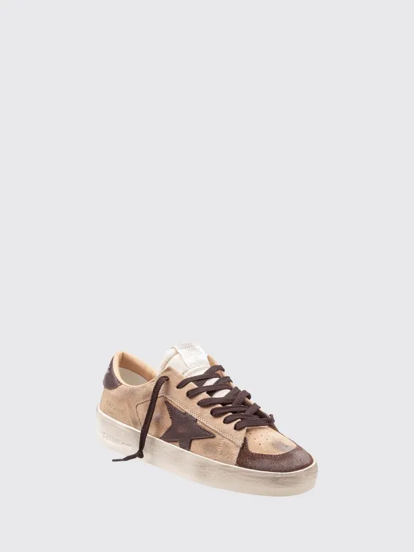 Golden goose Stardan Suede Calfskin Trainers with Bicolour Design Beige (GMF00128F00851481868)