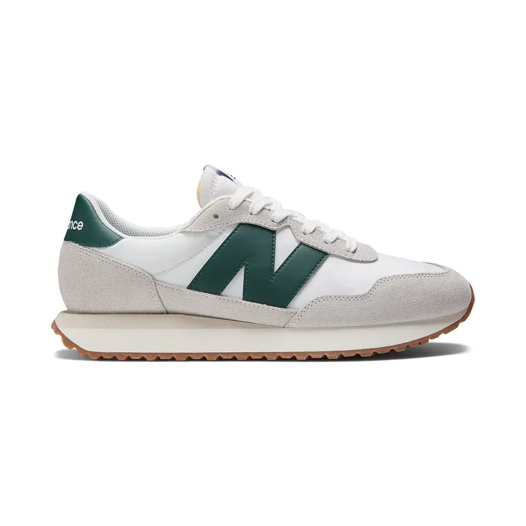 New Balance White & Green 237 Sneakers (MS237RF)