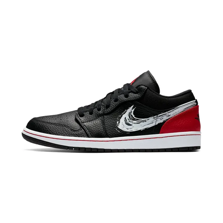 Air Jordan 1 Low ‘Brushstroke Swoosh – Black Red’ “Black / University Red / White” (DA4659-001)