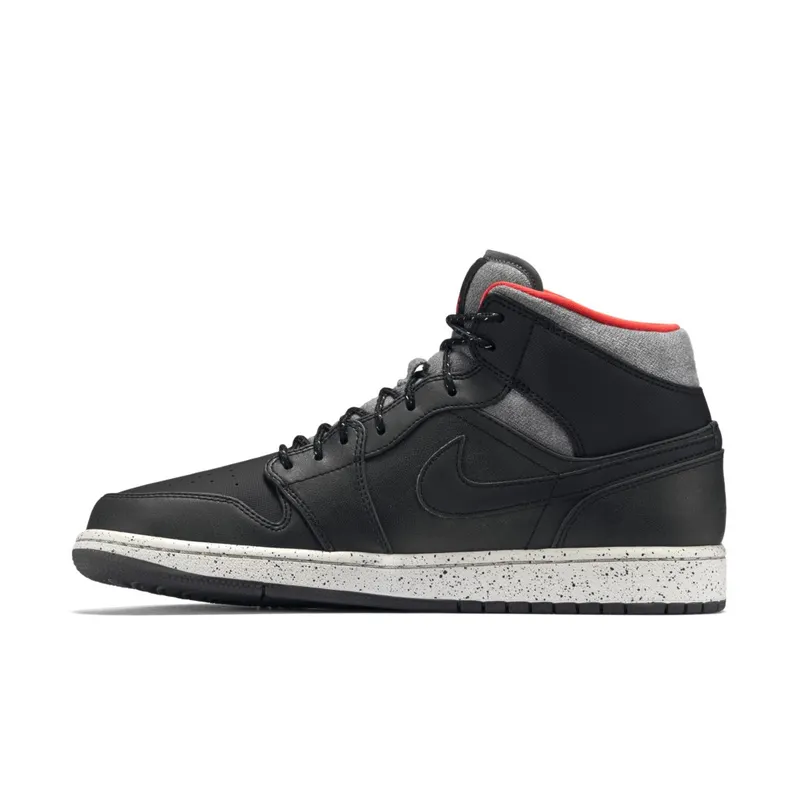 Jordan 1 Mid Holiday (2015) Black/Dark Grey-Light Bone-Infrared 23 (811124-035)