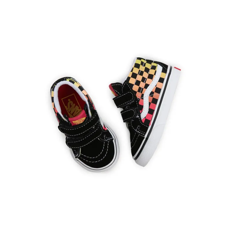 VANS Flame Logo Repeat Sk8-mid Reissue Velcro Toddler Shoes Black (VN0A5DXDABX)