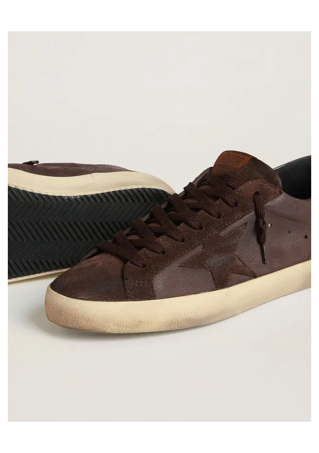 Golden Goose Super-Star Ltd In Brown Nubuck With Suede Star And Purple Leather Heel Tab (GMF00101.F007969.55100) (4)