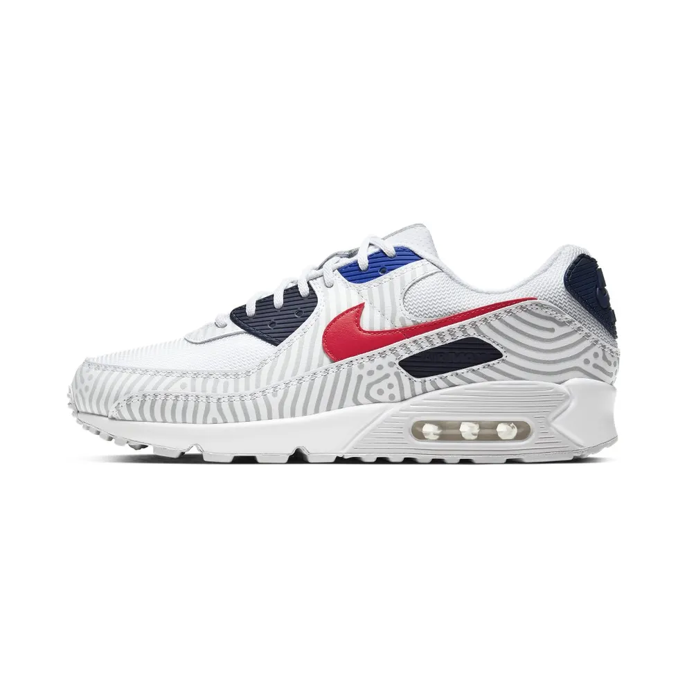 Nike Air Max 90 Euro Tour (2020) White/Midnight Navy-Bright Blue-University Red (CW7574-100)