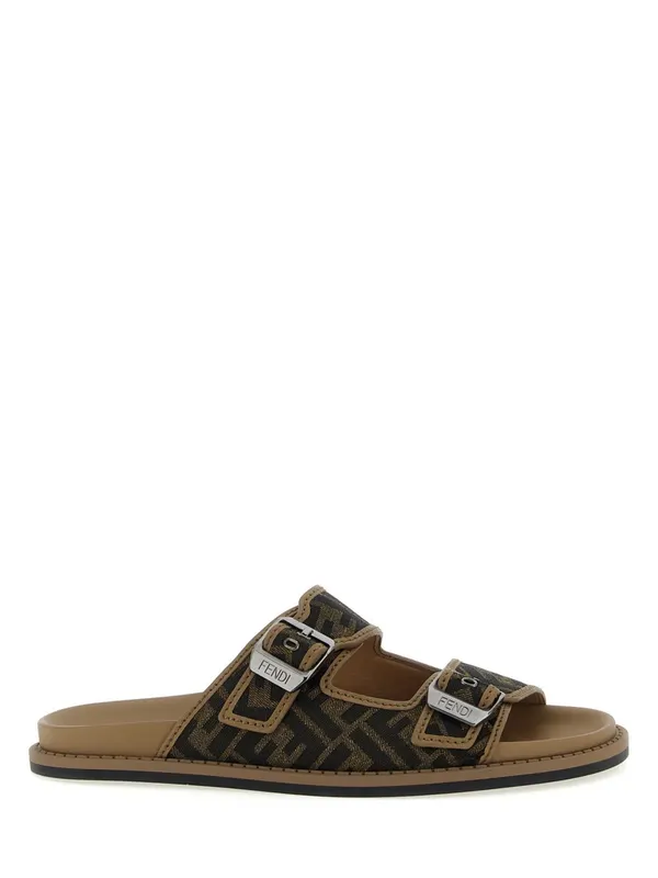 Fendi Feel Sandal FF Jacquard Brown