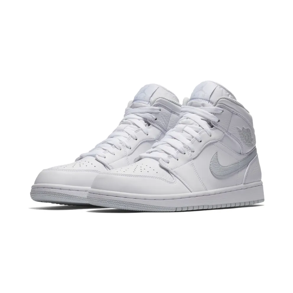 Jordan 1 Mid White Pure Platinum Swoosh White/Pure Platinum (554724-108)