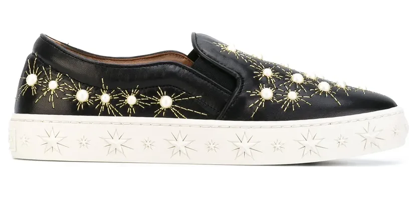 Aquazzura ‘Cosmic Pearls’ Slip-On-Sneakers “Black” (COSVNS01NAP000)