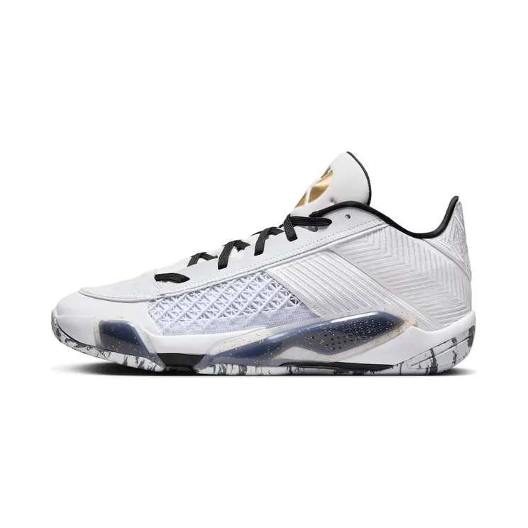 Jordan 38 Low “White / Black / Pure Platinum / Metallic Gold” (FD2326-107)