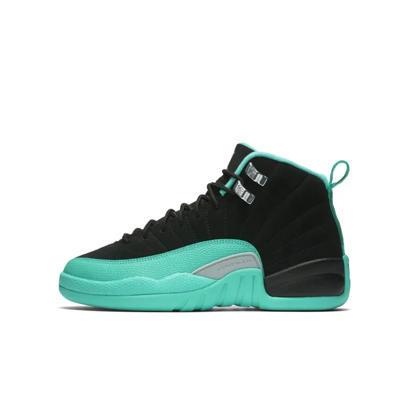 Jordan 12 Retro Hyper Jade (GS) Black/Metallic Silver-Hyper Jade (510815-017)