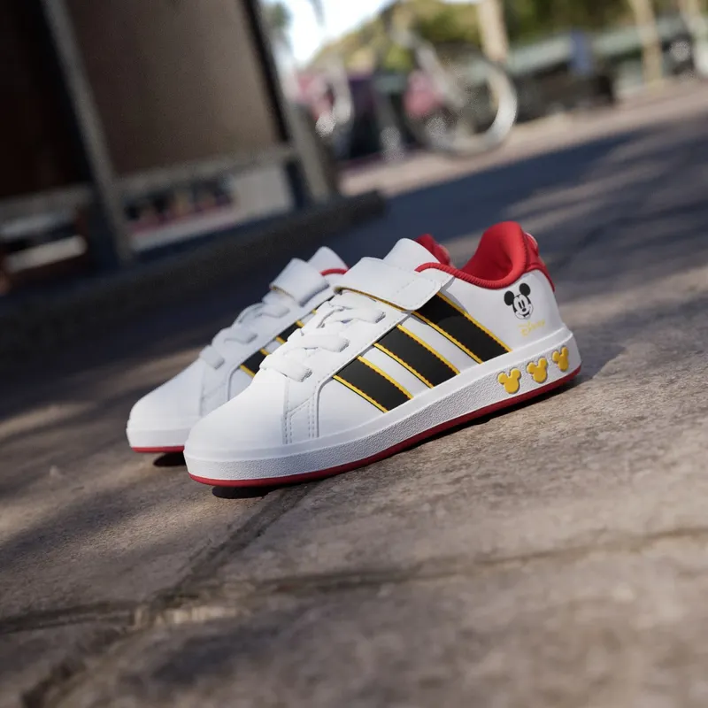 Adidas adidas Disney Mickey Mouse Grand Tennis Shoes Kids Cloud White / Core Black / Bold Gold (JQ8067)