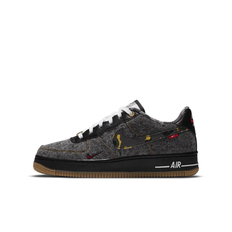Nike Air Force 1 Low Remix Black (GS) Black/Multi-Color-White-Metallic Gold (DB1976-001)