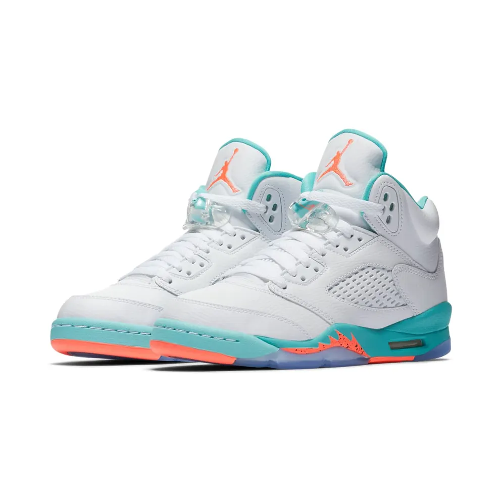 Jordan 5 Retro Light Aqua (GS) White/Crimson Pulse-Light Aqua-Black (440892-100)