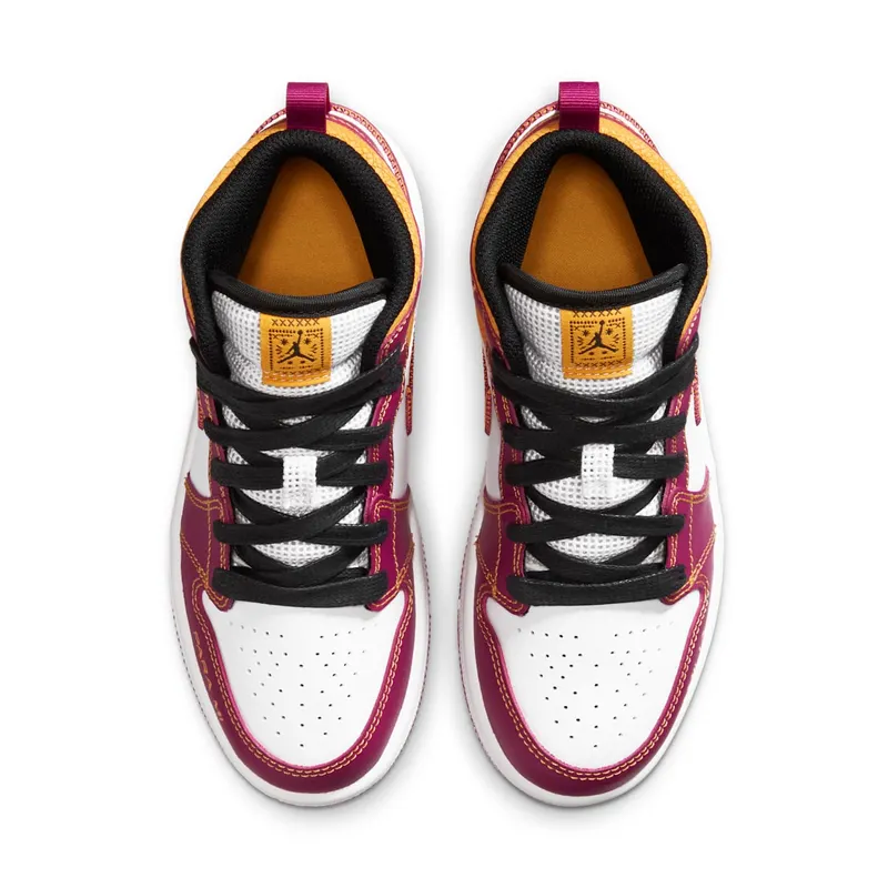 Jordan 1 Mid Dia de los Muertos (PS) White/Fuchsia-Orange-Black (DC0499-100)