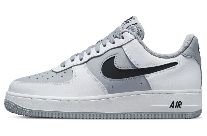 Nike Air Force 1 Low Cut Out Swoosh Wolf Grey – “Wolf Grey / White / Black” (DV3501-100)