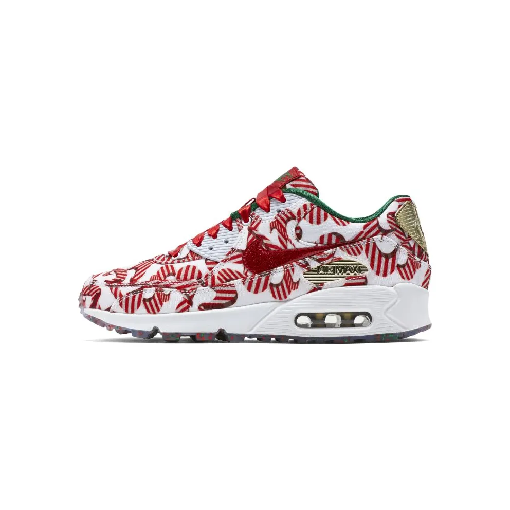 Nike Air Max 90 Candy Cane Christmas 2015 (W) White/University Red-Metallic Gold (813150-101)