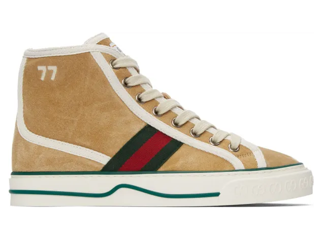 Gucci Beige Suede Gucci Tennis 1977 High-Top Sneakers (649327 UAE20)