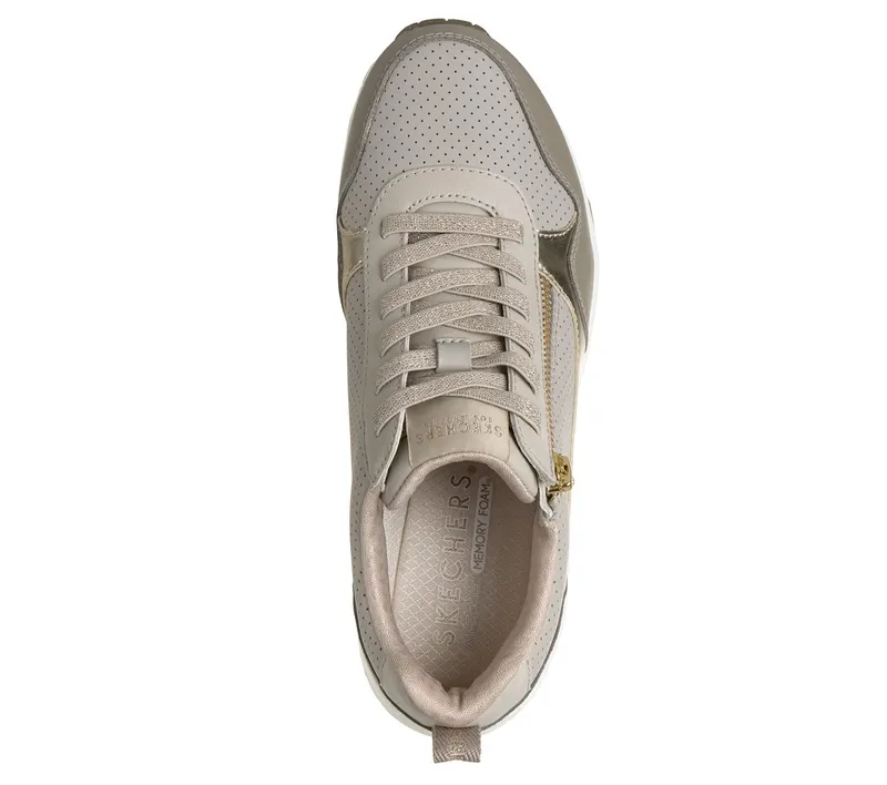 Skechers UNO – Metallic Sliders Sneaker Taupe