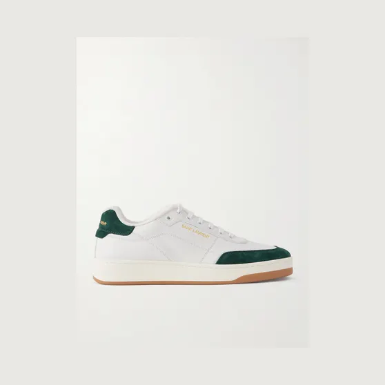 Saint Laurent SL/61 Suede-Trimmed Leather Sneakers White (84553700NAM)