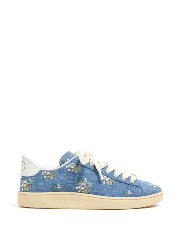 Valentino Garavani Royco denim sneakers with geborduurde bloemen – Blue (WS0LX9IZF)