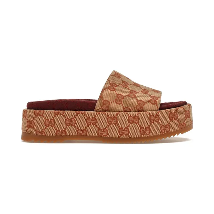Gucci GG Supreme Platform Sandal Dark Red (573018KQW008366)