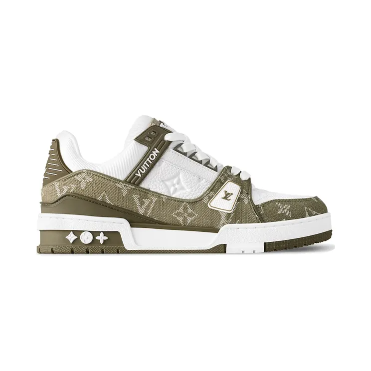 Louis Vuitton LV Trainer Khaki Green Monogram Denim (1AIKMZ)