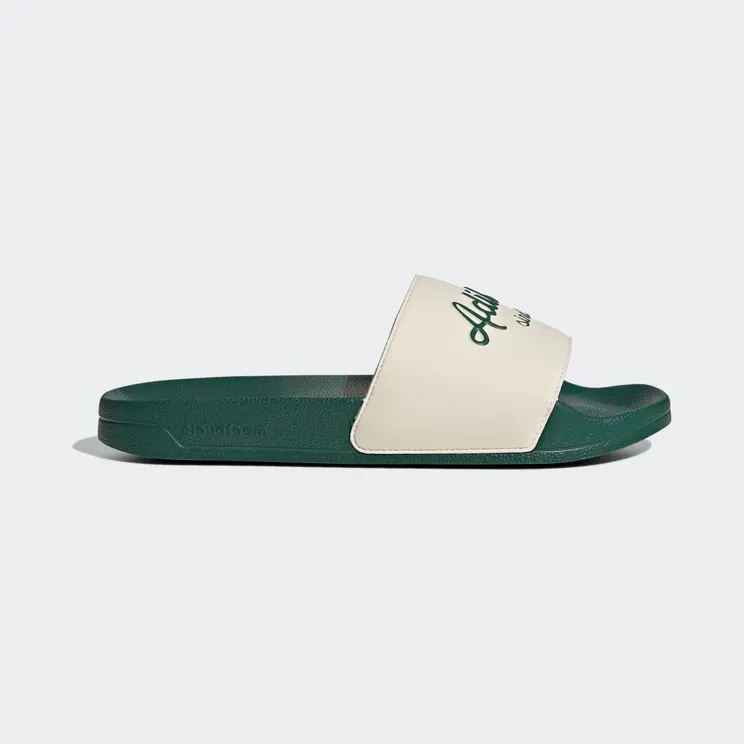 adidas Adilette Shower Slides “Wonder White / Collegiate Green / Collegiate Green” (GW8749)
