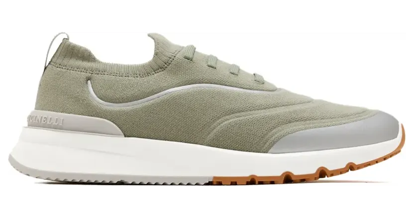 Brunello Cucinelli Gestrickte Sneakers mit Einsatz – Grün (MZUAUFO340)