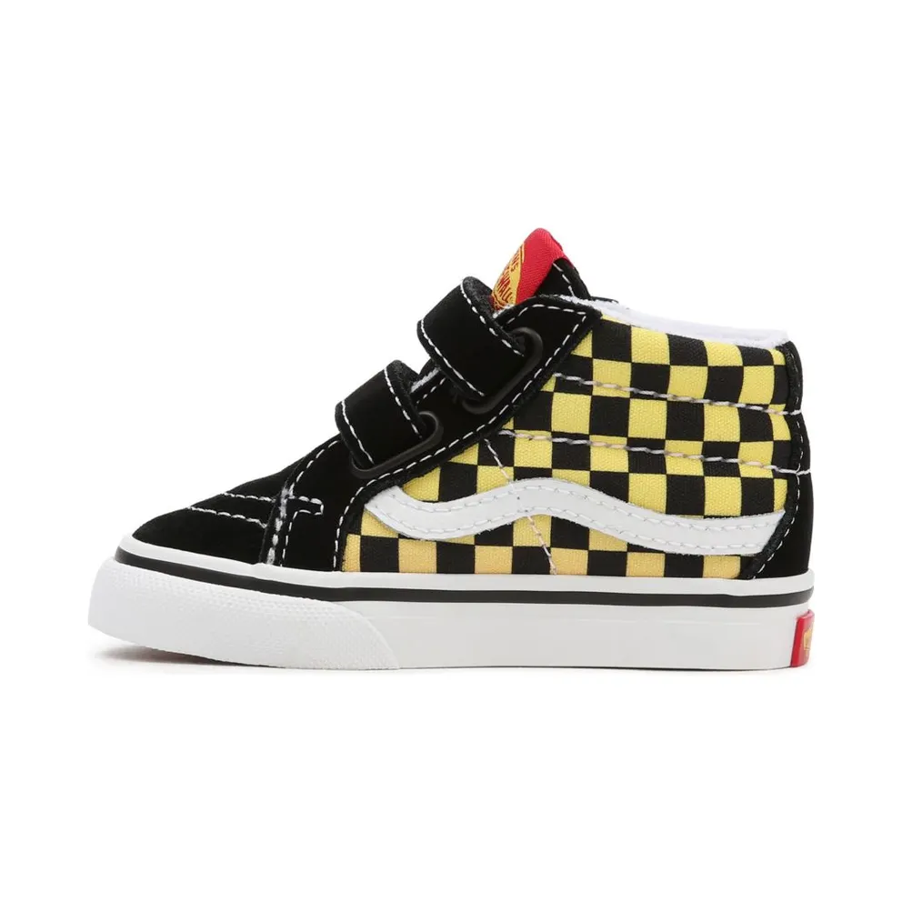 VANS Flame Logo Repeat Sk8-mid Reissue Velcro Toddler Shoes Black (VN0A5DXDABX)