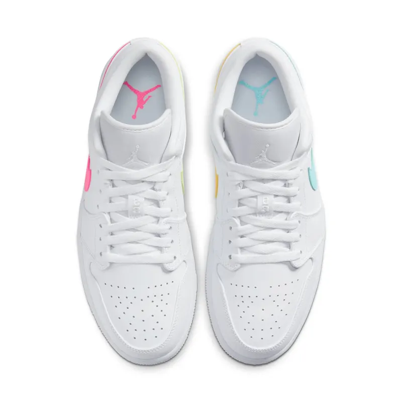Jordan 1 Low White Multi-Color Swoosh White/Multi-Color-Light Aqua (CW7033-100)