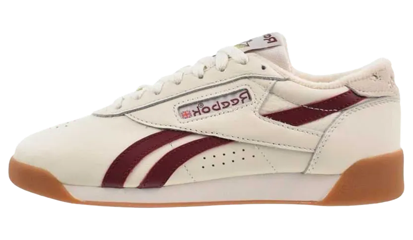 Reebok Freestyle Lo “Chalk / Classic Burgundy / Gum” (100256-059)