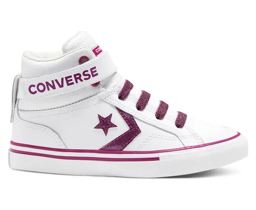 Converse Big Kids Coated Glitter Pro Blaze Strap High Top White White (668475C)