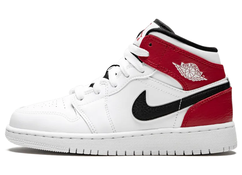 Air Jordan 1 Mid GS White Black Gym Red (554725-116)