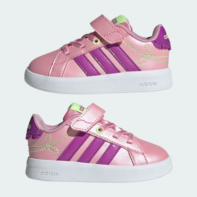 Adidas GRAND COURT 3.0 Shoes PEUTERS Girls St Tropic Bloom / Purple Burst / Hi-Res Yellow (KI1757)