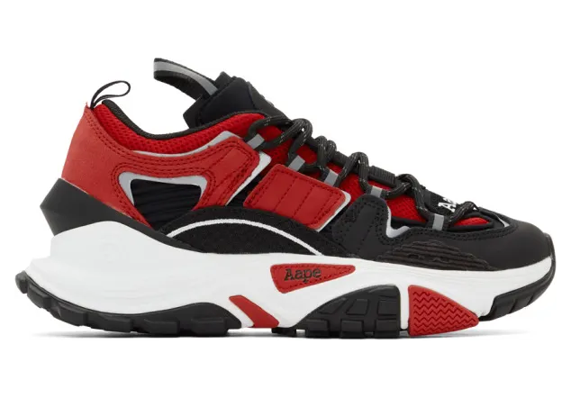 AAPE by A Bathing Ape Black and Red Dimension Sneakers (AAPSHM6540XXDRDB)
