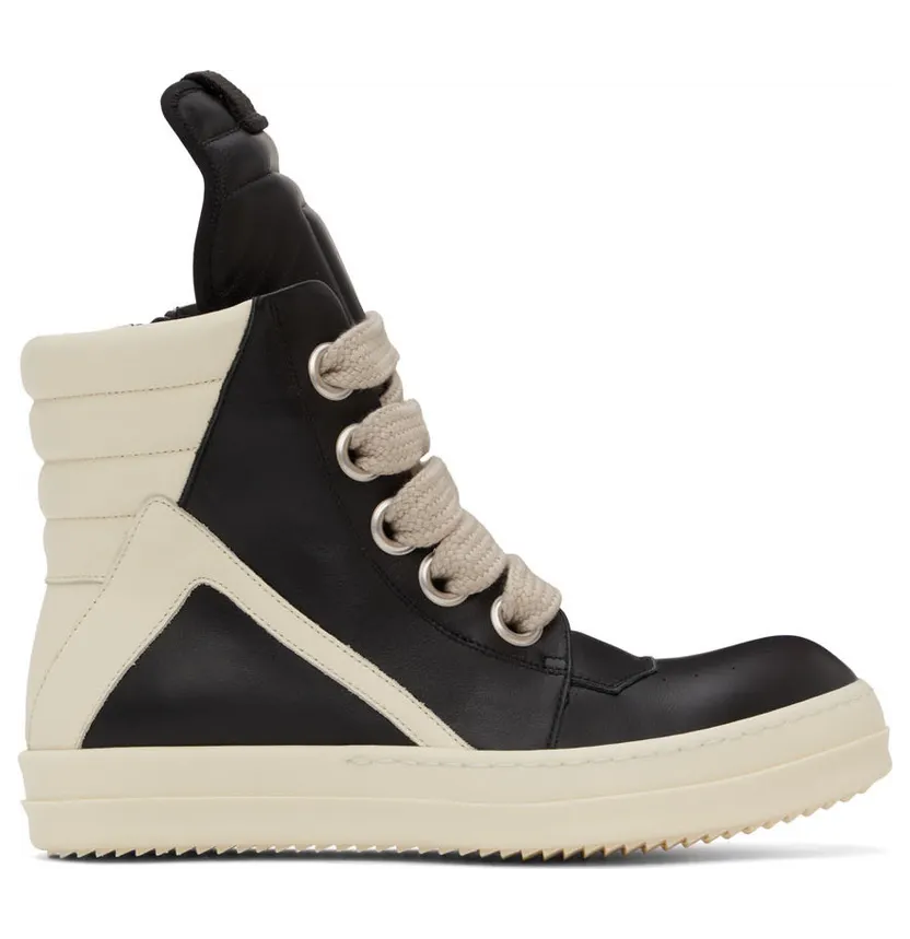 Rick Owens Black Jumbo Laces Geobasket (RU02B2894 LPOW1)